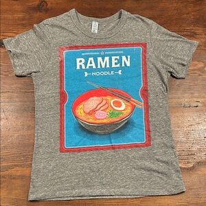 2 shirts Ramen Graphic Tee Gray and Lands End tee